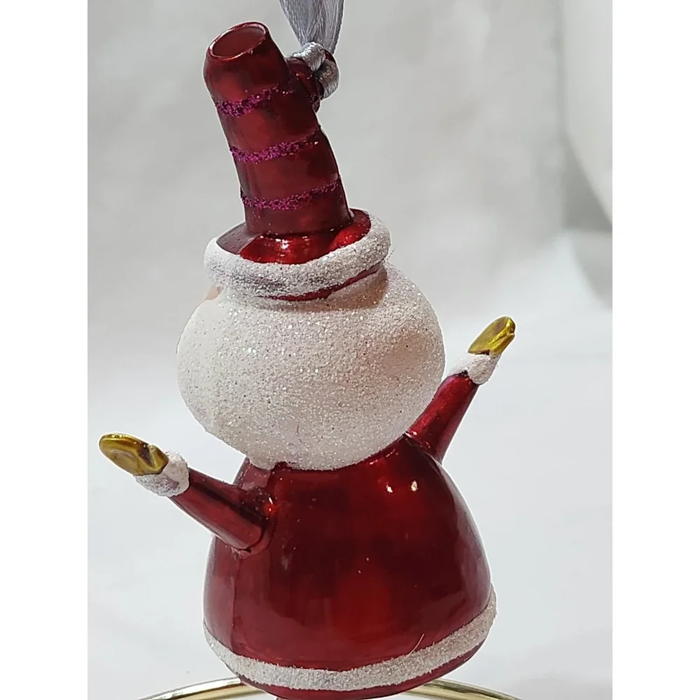 Target~Be Merry~Set of 2~Glass Christmas Ornaments~1 Snowman & 1 Santa~Excellent